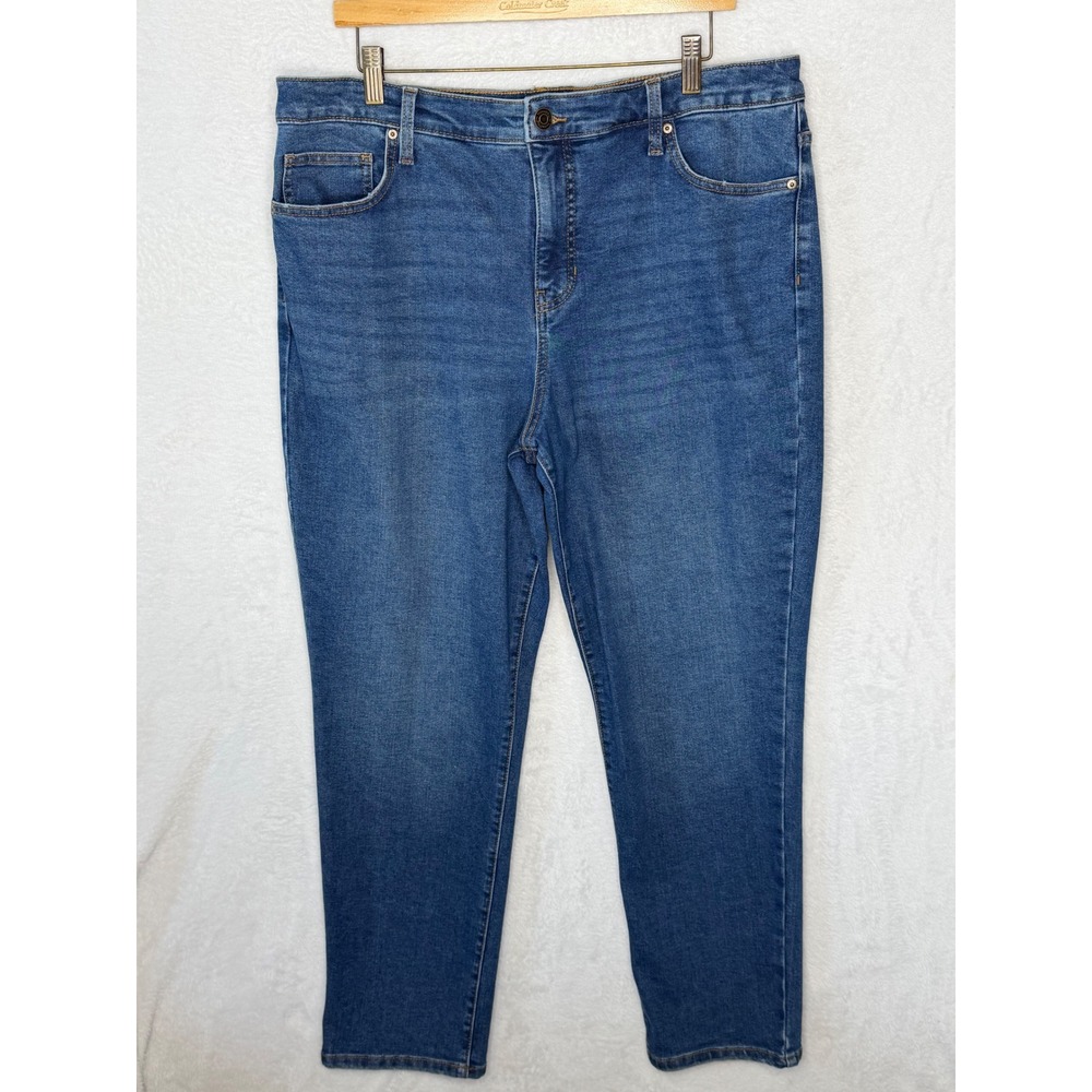 Terra & Sky Women 14W Blue Straight Leg Jeans Casual Denim Pants